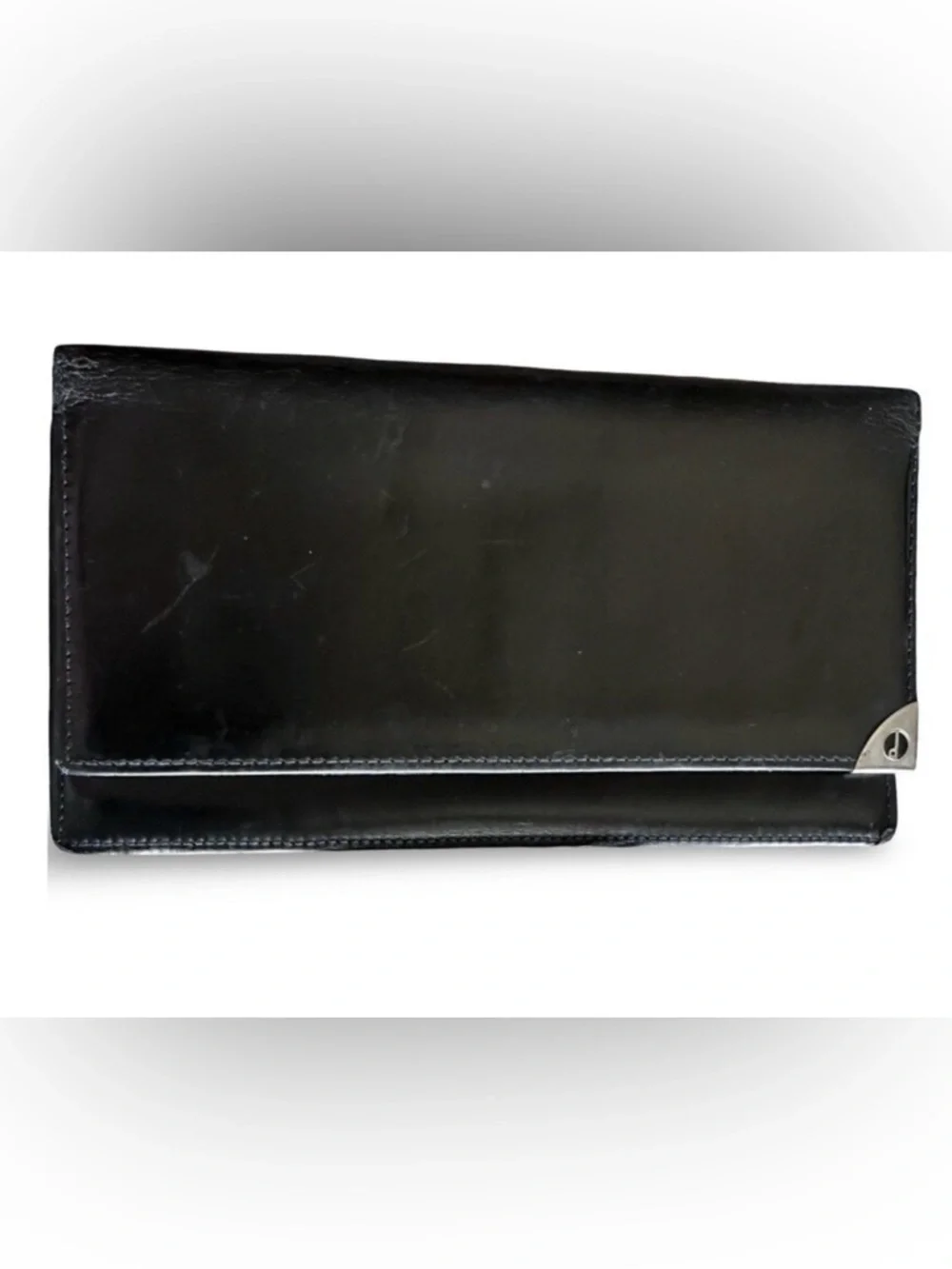 Dunhill Black Leather Long bifold Wallet Silver Harware UNISEX
